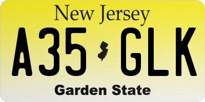 NJ license plate A35GLK