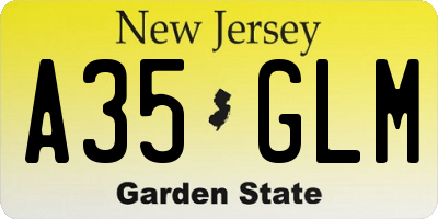 NJ license plate A35GLM
