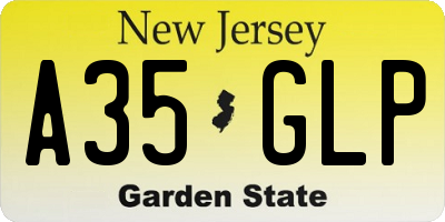 NJ license plate A35GLP