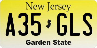 NJ license plate A35GLS
