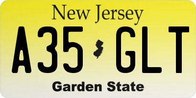 NJ license plate A35GLT