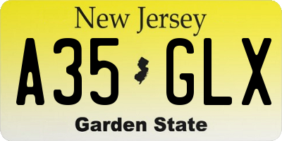 NJ license plate A35GLX