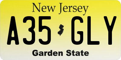 NJ license plate A35GLY