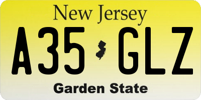 NJ license plate A35GLZ