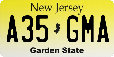 NJ license plate A35GMA