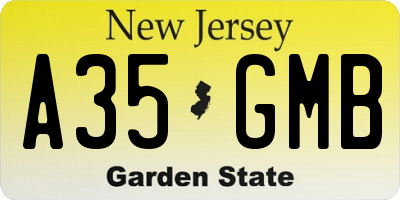 NJ license plate A35GMB
