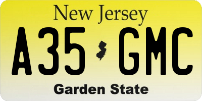 NJ license plate A35GMC