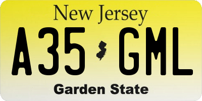 NJ license plate A35GML