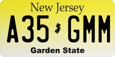 NJ license plate A35GMM