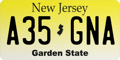 NJ license plate A35GNA