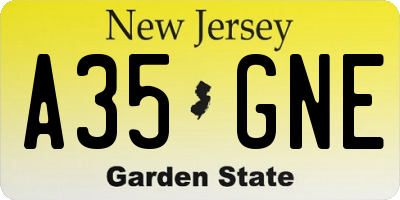 NJ license plate A35GNE