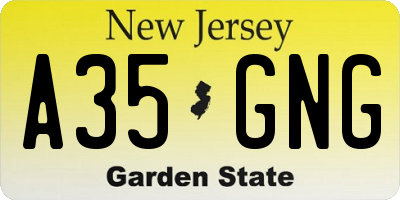 NJ license plate A35GNG