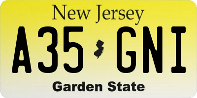 NJ license plate A35GNI