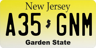 NJ license plate A35GNM