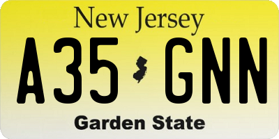 NJ license plate A35GNN