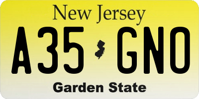 NJ license plate A35GNO