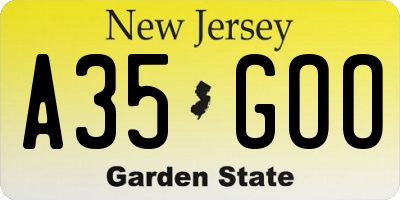 NJ license plate A35GOO