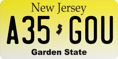 NJ license plate A35GOU