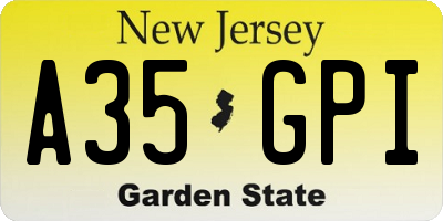 NJ license plate A35GPI