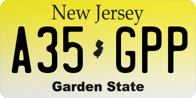 NJ license plate A35GPP