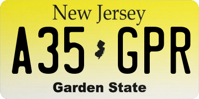 NJ license plate A35GPR