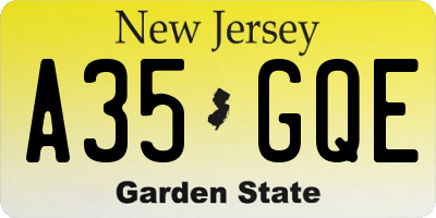 NJ license plate A35GQE