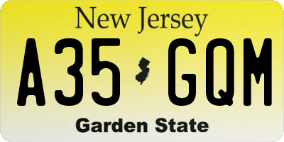 NJ license plate A35GQM