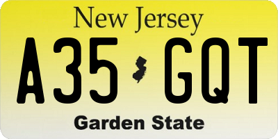 NJ license plate A35GQT