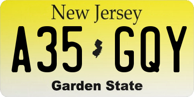 NJ license plate A35GQY