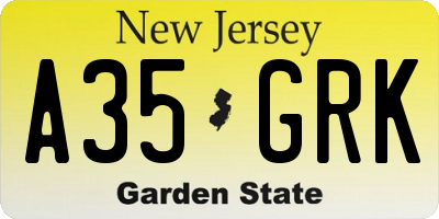 NJ license plate A35GRK