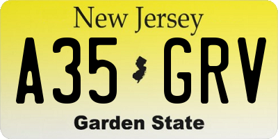 NJ license plate A35GRV