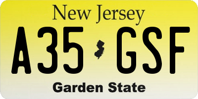 NJ license plate A35GSF