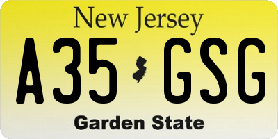NJ license plate A35GSG