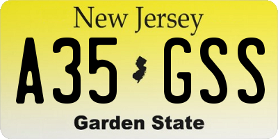 NJ license plate A35GSS
