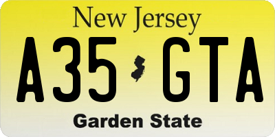 NJ license plate A35GTA