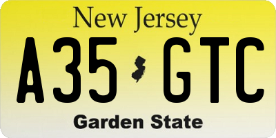 NJ license plate A35GTC