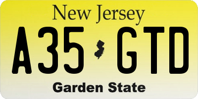NJ license plate A35GTD