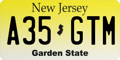 NJ license plate A35GTM