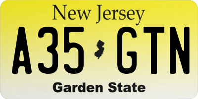 NJ license plate A35GTN