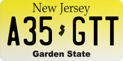 NJ license plate A35GTT