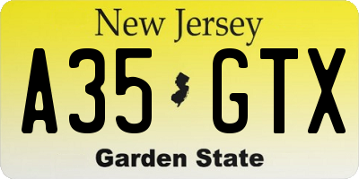 NJ license plate A35GTX