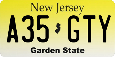 NJ license plate A35GTY