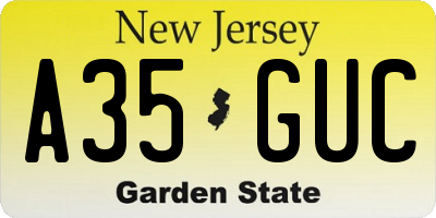 NJ license plate A35GUC