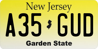 NJ license plate A35GUD