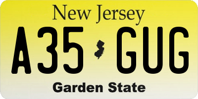NJ license plate A35GUG