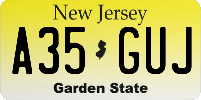 NJ license plate A35GUJ