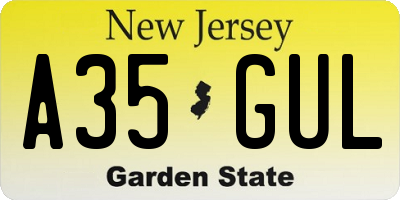 NJ license plate A35GUL