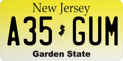 NJ license plate A35GUM