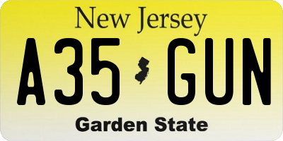 NJ license plate A35GUN
