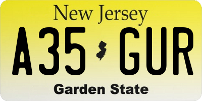 NJ license plate A35GUR